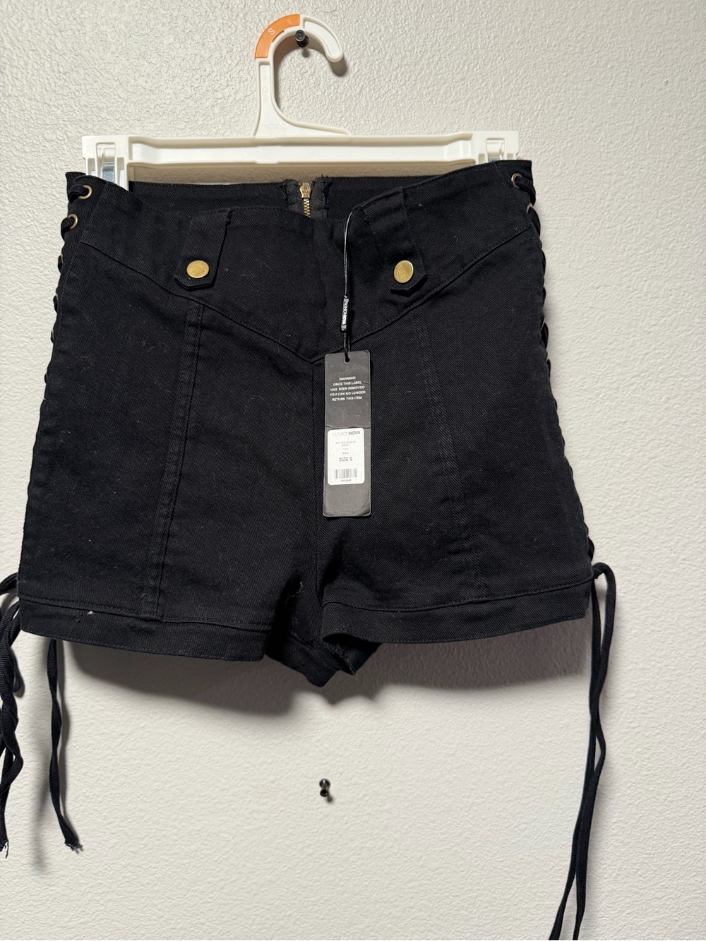Fashion Nova Black High-Waist Lace-Up Shorts